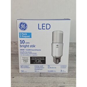 GE LED Bright Stik LED Lamp 10W 760 Lumens 2850K 3 Pack NEW